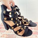 Qupid Black Gladiator Heels 8 Womens Strappy Chunky High Heel Sandals Bold Chic Photo 9