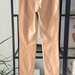 ZARA  Beige Camel Tan Faux Leather Slim Leg High Rise Pant Hem Slit Women’s Small Photo 3