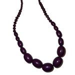 Vintage Graduated Long Plum Beaded Necklace Purple Photo 6