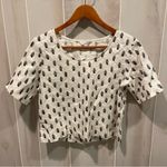 Banana Republic Cute creamy linen print crop short sleeve top scoop neck Photo 9