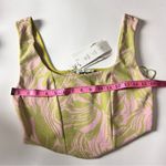 ZARA  Green and Pink Flower Pattern Corset V-neck Crop Top Sz L NWT Photo 6