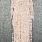 Mac Duggal Floral Applique Long Sleeve Illusion Gown Rose Pink Size 8 70224 Photo 3