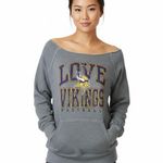 NFL NWT Minnesota Vikings Sweatshirt Womens L Gray Off The Shoulder Oversized Photo 0