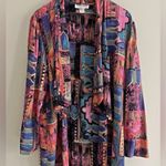 Vintage Casual Corner Abstract Drape Jacket M Boho 90s Art Print Viscose Pink Size M Photo 1