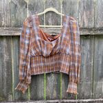 Gianni Bini  Faye Plaid Smocked Square Neck Long Sleeve Blouse | 12 Photo 1
