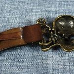 Nine West Skull Buckle Brown Leather Belt Woman's 39 in long Photo 4