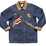 Haik’s Vintage Denim Barncoat Quilted Jacket Coat Embroidered Patches S Small Blue Photo 0