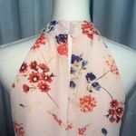 Rose + Olive  High Neck Sleeveless Blouse Sz Small-Peach Floral Dainty Top Photo 4