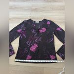 Carol Rose Vintage  Black and Purple Floral Blouse 💜 💐 Photo 3