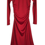 J.Crew  Long-sleeve dress in jersey crepe Berry Sangria XS NWT Ruched Midi Photo 0