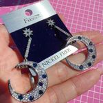 Others Follow Fashion earrings Diamond Paved Silver Blue moon & star Drop Nickel Free Photo 1