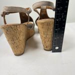 Franco Sarto Wedge Sandals Cork Perforated T Strap Adjust Buckle Taupe Size 10 Photo 3