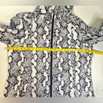 Susan Graver  Gray White Snake Print Wind Breaker Hood Cinch Waist Pockets Size L Photo 2