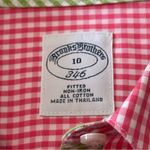 Brooks Brothers  Women’s 10 Pink White Checkered Contrast Green Button Down Shirt Photo 3