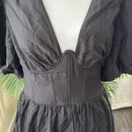 Farm Rio  Puff Sleeve Open Back Midi Dress In Black Size SZ Medium, $289 Photo 12