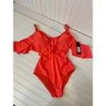 Nicole Miller NWT Womens Swimsuit Ruffled Cold Shoulder 1-PC Bathing suit S Photo 2