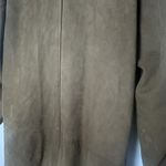 Vintage Coat Womens Genuine Leather Brown Long Double Breasted Trench 80’s Photo 11