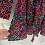 Fate Geo Print Collard Tie Waist Dress Women’s size Medium Colorful Long Sleeve Black Photo 6