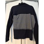 Croft & Barrow Croft & Barrow Navy White Striped Mock Neck Long Sleeve Pocket Sweatshirt Top L Photo 3