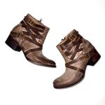 Freebird by Steven Taupe Leather Distressed Sammi Ankle Boots/Booties Size 7 Tan Photo 0