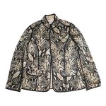 Chico's Black Champagne Gold Snakeskin Print Quilted Satin Open Front Jacket 1 S Photo 0