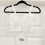 ZARA NWT  White Ribbed Sweater Knit Sweetheart Neckline Crop Tank top sz Large Photo 5