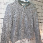 ZARA  Women’s Light Blue Lace Cropped‎ Zip Up Jacket Size Medium Photo 2