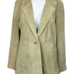 90s Vintage Suede Leather Blazer Jacket Light Tan Neutral Denim & Co Large Photo 0
