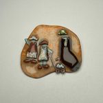 Lady Mom With Two Children Playing Signed Designs By Lucinda Brooch Pin Kids Photo 0