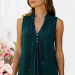 Market & Spruce  Swiss Dot Sleeveless Blouse Green Blue Size XXL NWT Photo 0