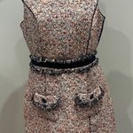 Elegant Multicolor Tweed sleeveless Dress Blue Photo 0