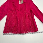 Chico's Chico’s Cutwork 100% Linen Blazer Pink Laser Cut Jacket Size 1 US Size M / 8 NEW Photo 7