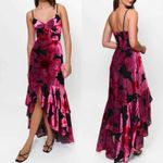 Hutch  Floral Ruffle Velvet High-Low Maxi Dress Size US 12 Photo 5