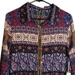 Aratta Silent Journey Boho‎ Paisley Floral Velvet Burnout Tunic Dress Large Blue Photo 3