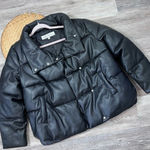 Sebby Black faux‎ leather puffer jacket Photo 0