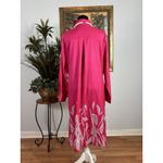 Summer Long Dress SM Long Sleeve Open Front Button Hot Pink Resort Vacation Photo 5