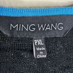 Ming Wang  Lace Jacket PXL Petite XL Black Blue Piping 3/4 Sleeve Hook Eye $300 Photo 7