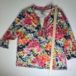 Chico's Abstract Floral Tunic Top Size 2 Large Multicolor V-Neck Stretch Colorful Photo 6