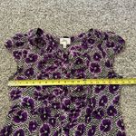 Milly  purple, black & white floral button front cap sleeve silk top size 8 Photo 10
