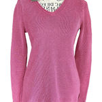 J. McLaughlin Size XS Callum Pink Open Knit V Neck Sweater Azalea Relaxed Ret$198 Photo 0