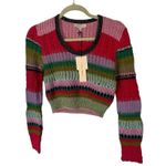 NEW LINGUA FRANCA ashby stitch top in taffy multi Size Extra Small Blue Photo 10