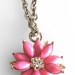 Artisan Crafted Flower Rhinestone Pendant Necklace Vintage Boho Bohemian Style Gold Photo 0