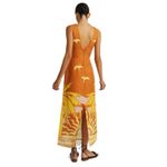 New Anthropologie Cala De La Cruz 100%Linen Orange Simone Maxi Dress Size Medium Photo 1