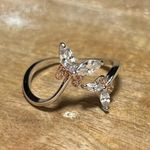 Sterling Silver IBB CN CZ Butterfly 925  & Rose Gold Bypass Ring Photo 2
