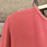 Sundance Waffle Knit Thermal Pocket Henley Long Sleeve Top Large Coral Cotton Photo 5