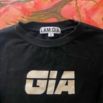 I am gia  logo print black long sleeve crop top  Photo 2
