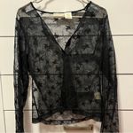 Vintage Black Lace Sheer Long Sleeve Top Size M Photo 1