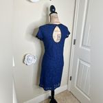 Uncle Frank NTM:  Navy & Black Lace Dress with Keyhole Back Ruching Waist Sz M Photo 11