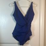 Tropical Escape Women's  Cobalt Blue Ruched V-Neck Swimsuit Size 8 EUC #7800 Photo 1