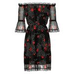 The Kooples  Popi Pop Floral Chiffon Lace Trim Off Shoulder Dress Size 3 Large Photo 2